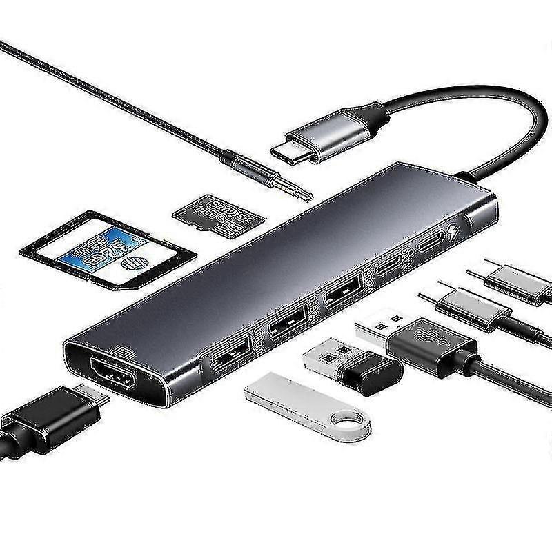 Typ C Multiport Adapter 9 in 1 USB C Hub mit 4k Hdmi 1 Usb 3.0 Usb 2.0 USB C Datenanschluss
