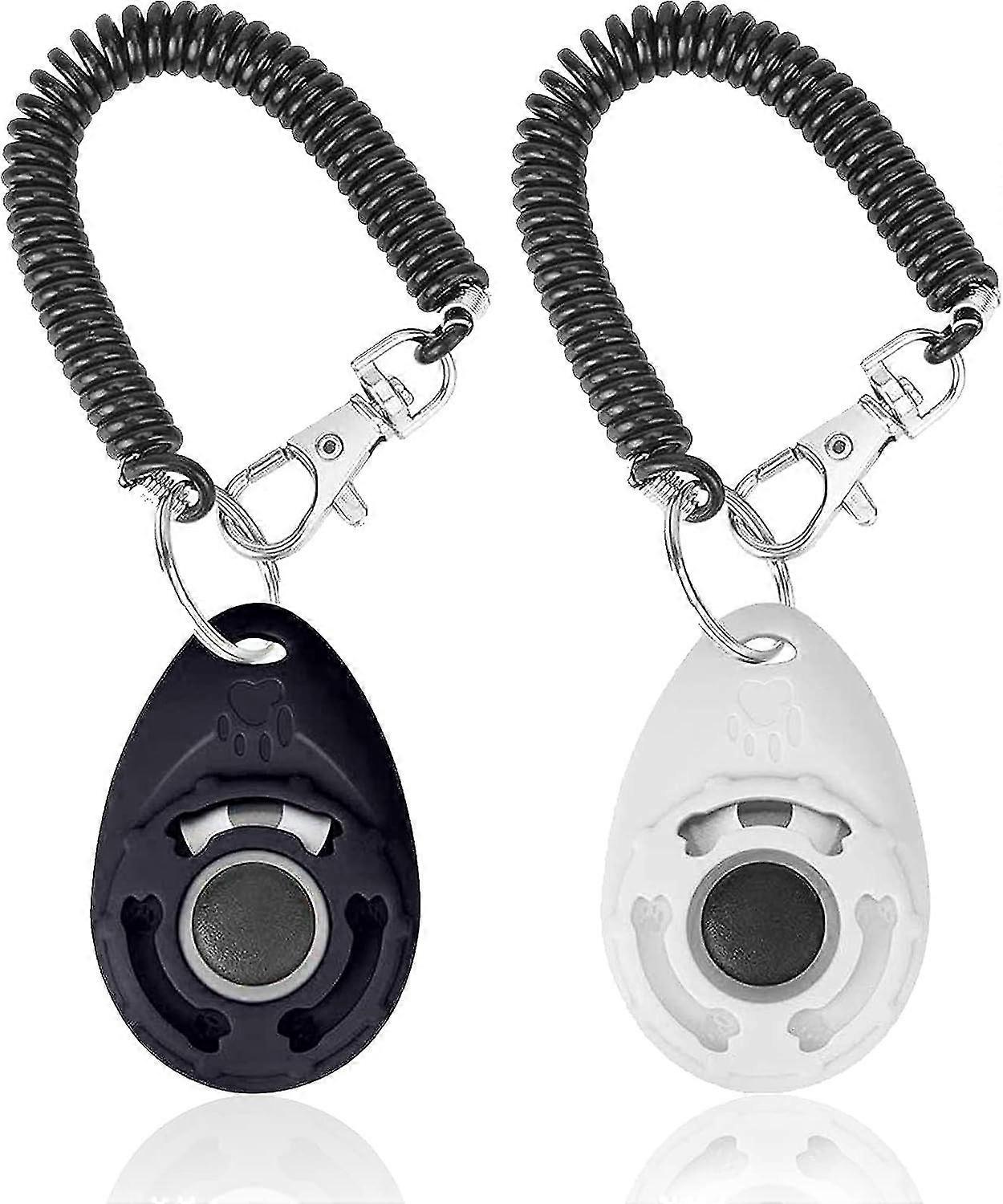 2 Pack Dog Training Clicker With Wrist Strap, Pet Training Clicker With Big Button Effective Behavioral Training Tool (black & White)