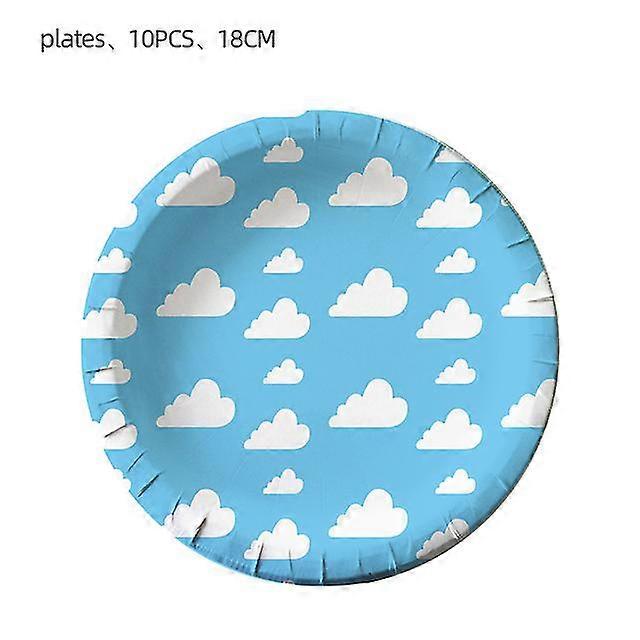 Blue Sky White Clouds Theme Party Supplies  Cartoon Toy Story Disposable Tableware Cup For Kids Boys Birthday Party Decorations