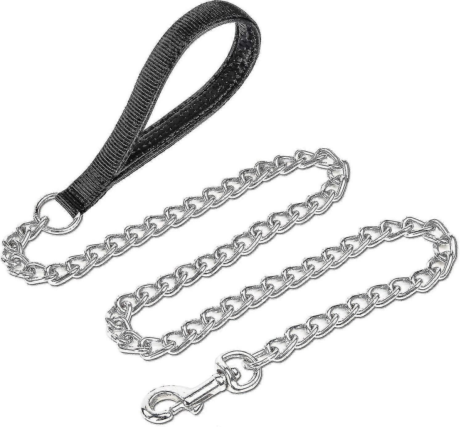 Verchromtes Metall Hundeleine Kette Blei Heavy Duty Chew Proof Leine mit gepolstertem Griff Gehen Verkehrstraining Reisen6 '/ 4,0 mm große Kette