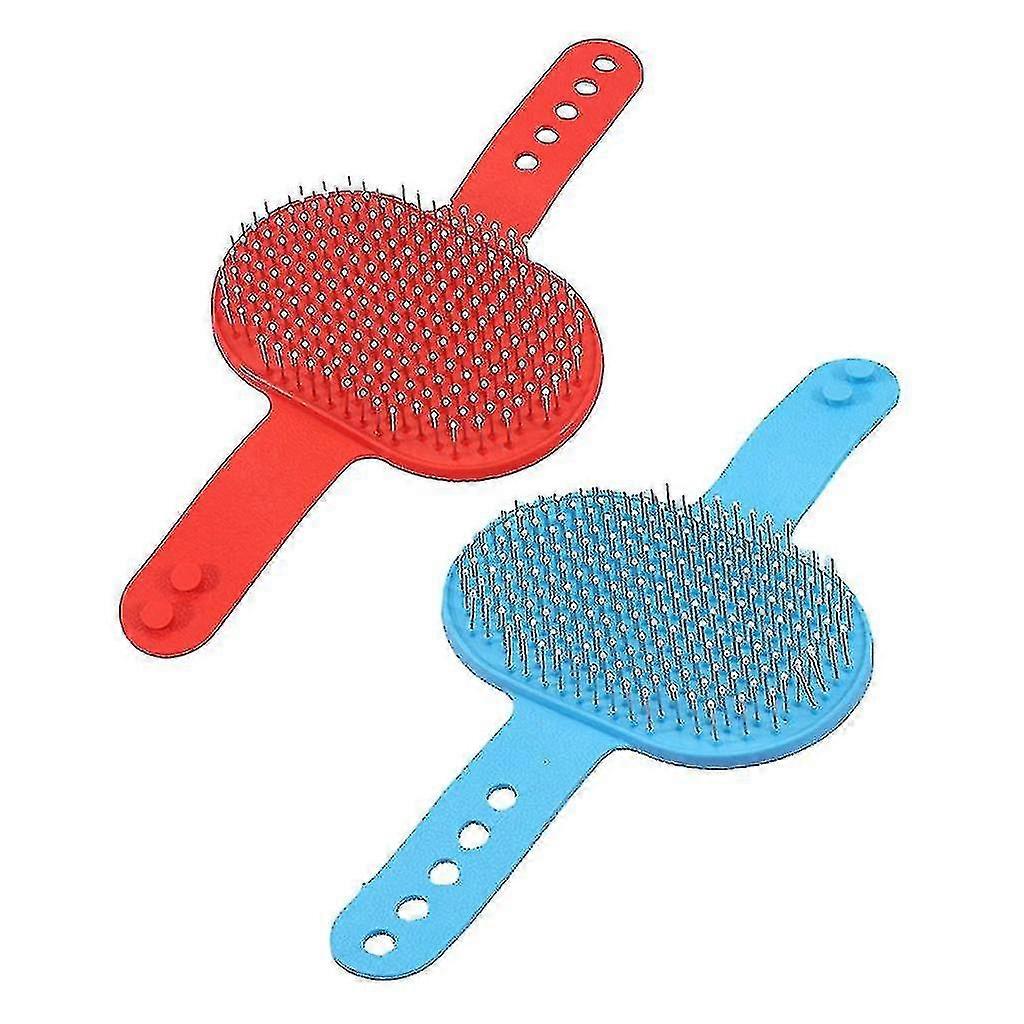 2-pack Dog Grooming Brush Pet Bath Brush Massage Comb Resizable Loop Handle