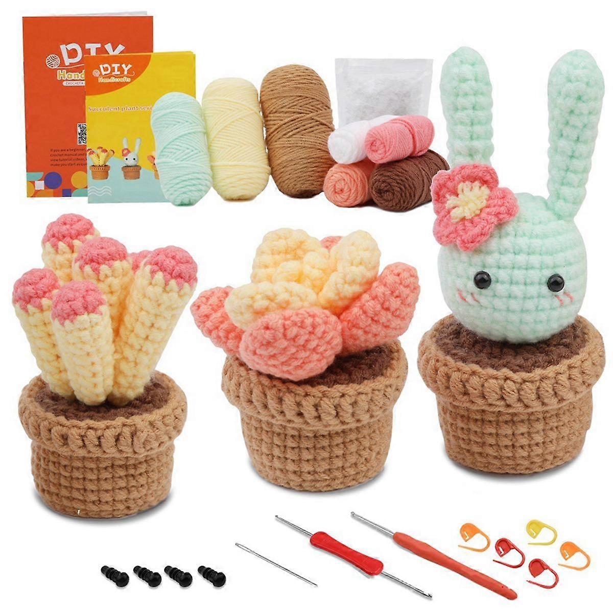 Crochet Kit for Beginners, Beginner Crochet Kit for Adults, with Crochet Hooks, Yarn, Markers, Instructions
