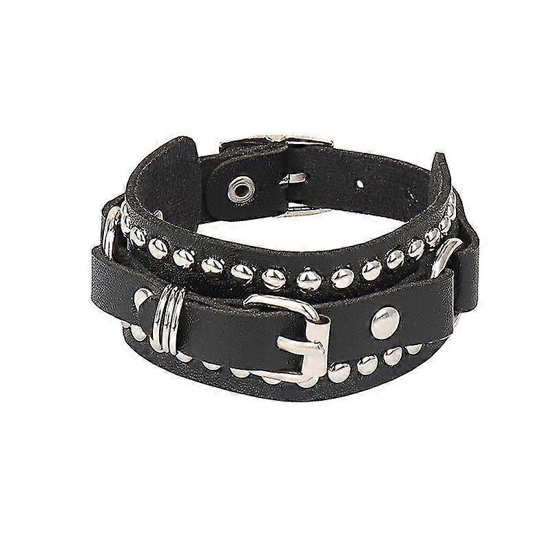 Mode Gothic Punk Unika Spikes Rivet Stud Wide Manschett Armband Läder Punk Gotisk Rock Bangle Armband Kvinnor Män Smycken