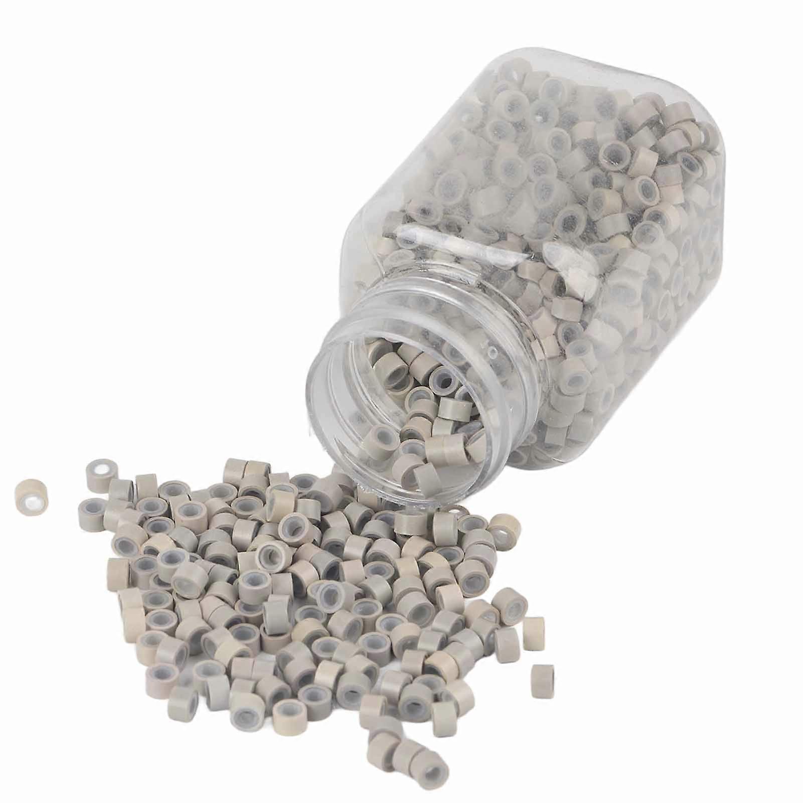 1000PCS/Bottle Silicone Lined Micro Hair Feather Extension Link Rings Loops Beads Tools