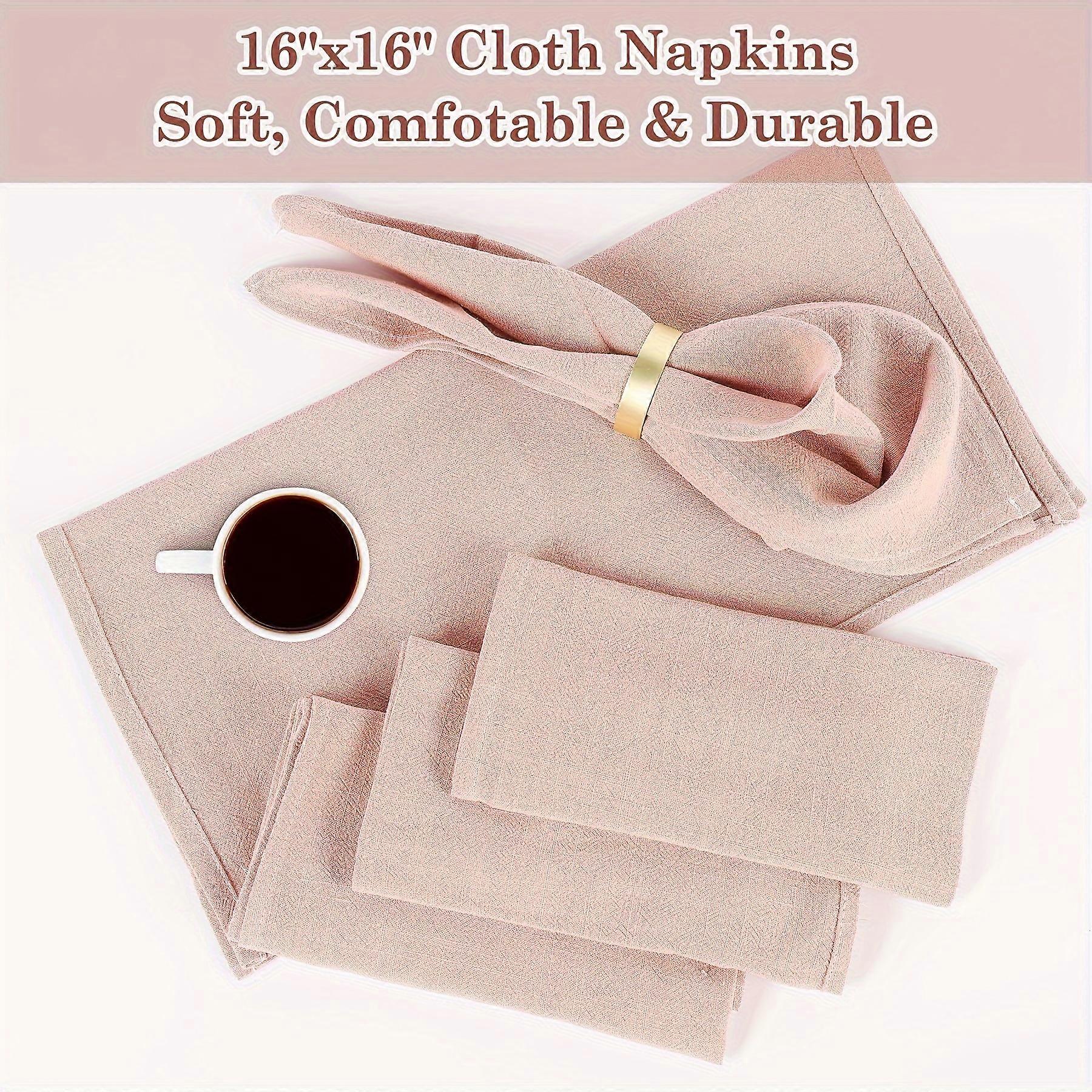12pcs, Cloth Napkins, 16"x16" Soft Rustic Solid Color Linen Blended Thin Dinner Napkins, Wedding Napkins, Thanksgiving Cotton Gauze Towel, Home Decor
