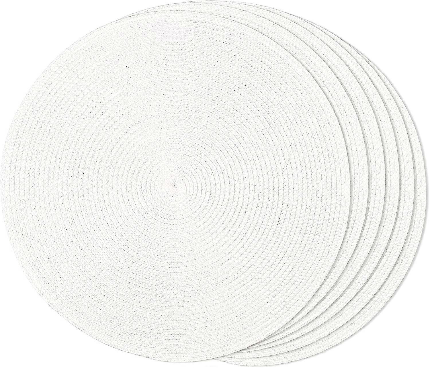 Round Braided Placemats Set of 6 Table Mats for Dining Tables Woven Washable Non-Slip Place mats
