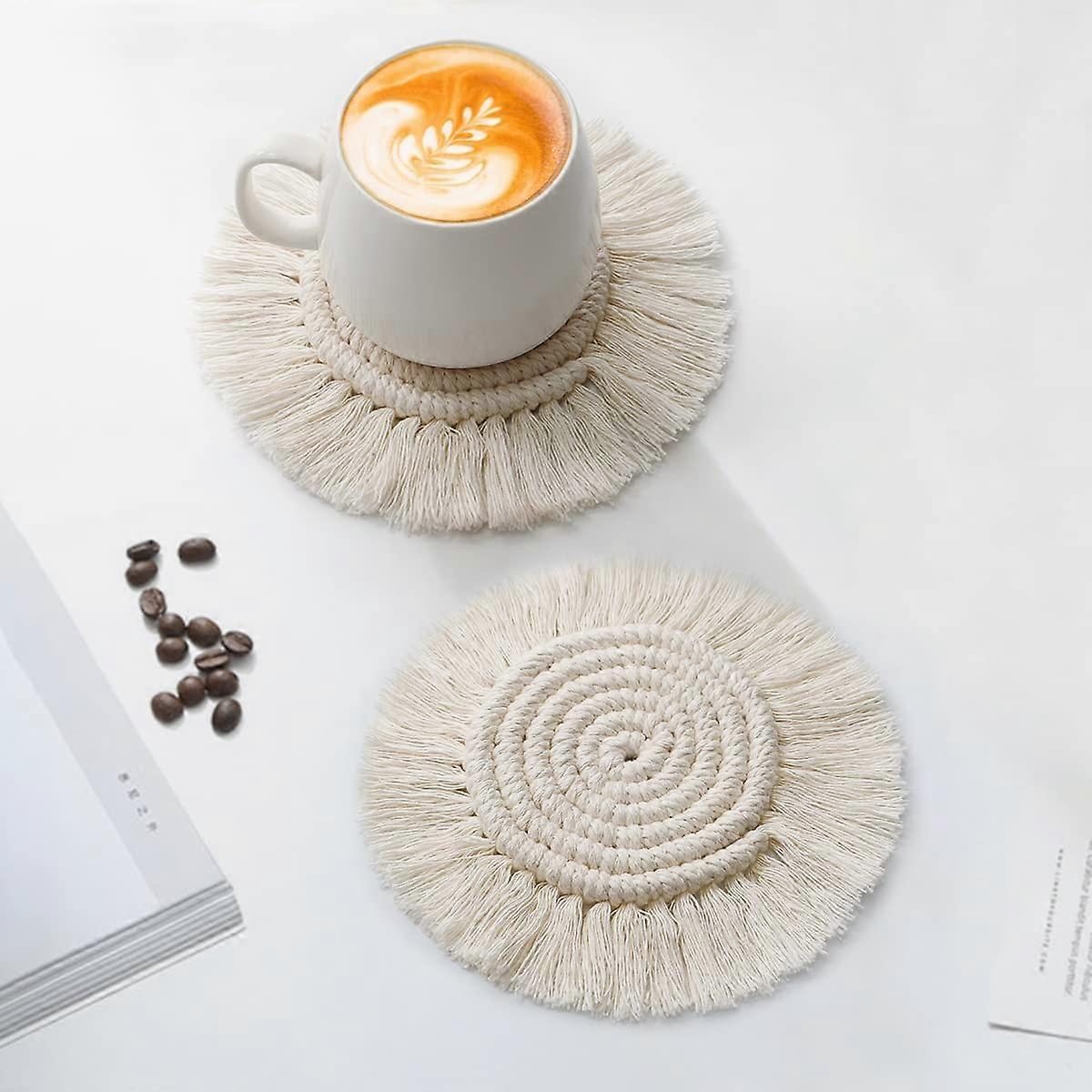 Coasters for Drinks Absorbent Woven Coasters Set Handmade Macrame