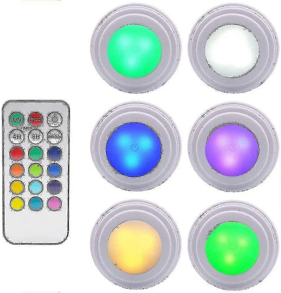 6 pezzi Luci per armadietti a LED con telecomando wireless, luminosità regolabile.