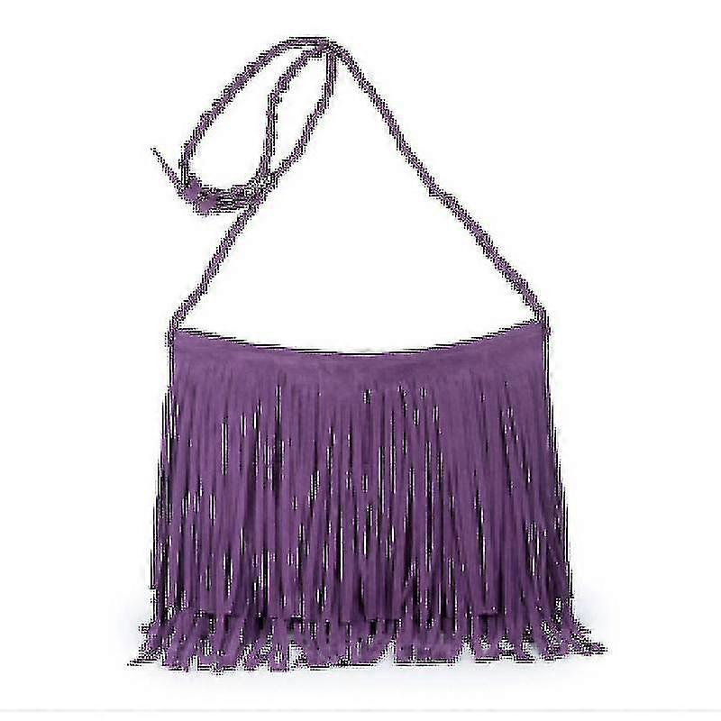 Women'S Fringed Leather Shoulder Bag With Adjustable Knitting Strap Soft Ethnic Style Pu Messenger