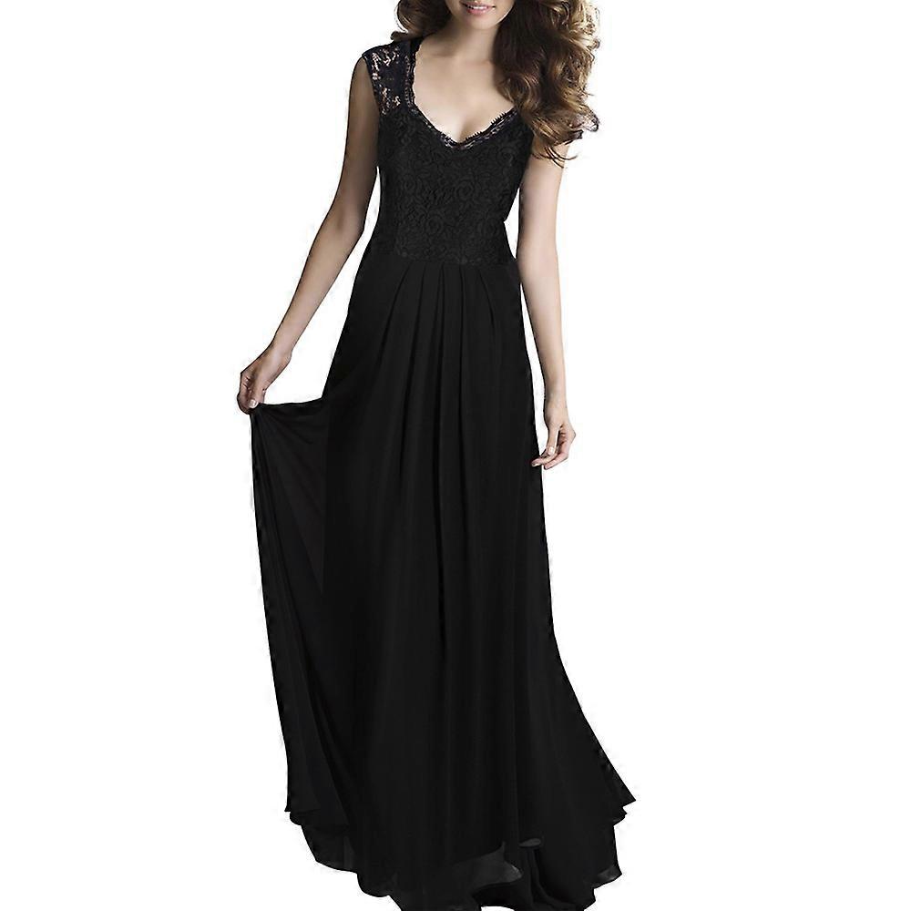 Dentelle Robe Longue Sans Manches Creuse Sans Dos Mousseline