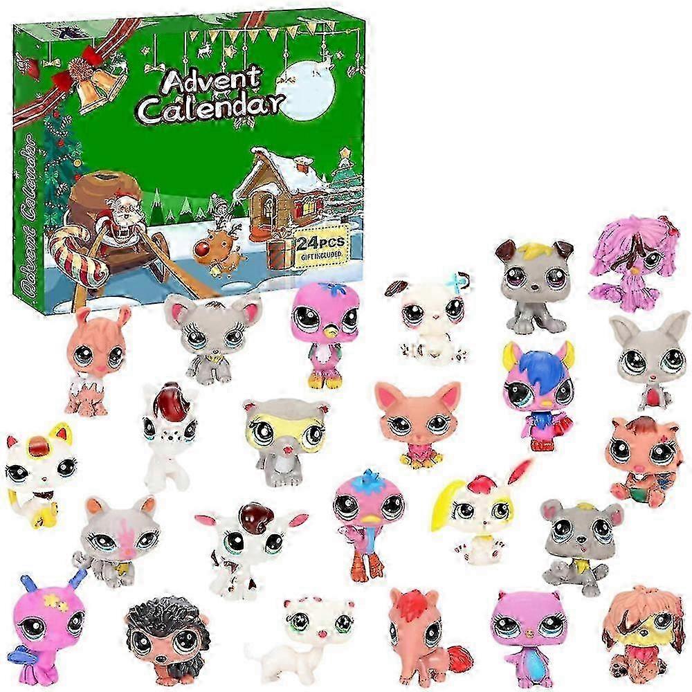 Littlest Pet Shop Advent Calendar 2024 ، LPS Gen 7 ، شخصيات غامضة أصلية هدية صندوق أعمى للعد التنازلي لعيد الميلاد