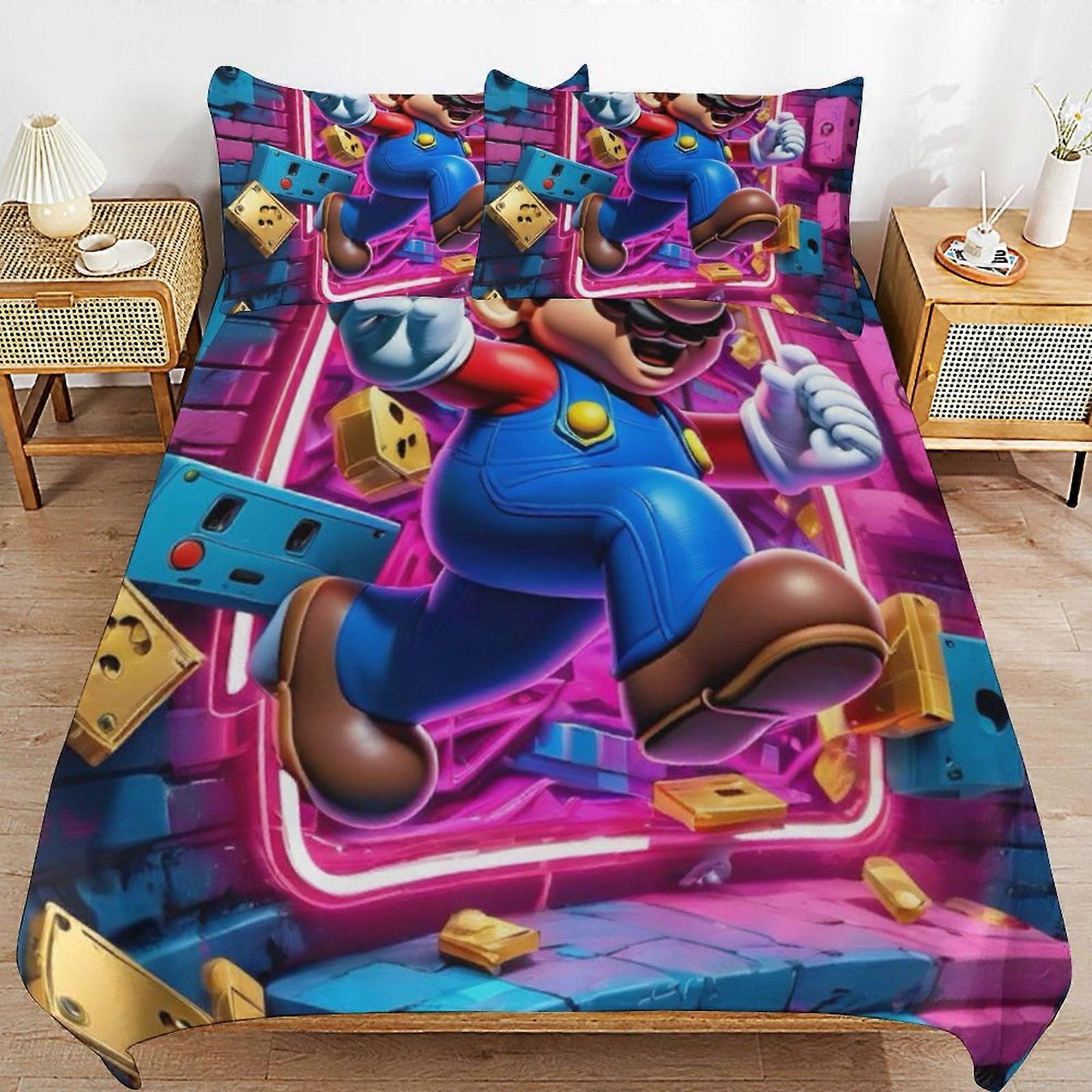 Bedding set JP96 Super Mario 3-Piece Comforter,Super Mario Bedding Set, Soft Microfiber Duvet Cover Set with Zipper Closure TH96