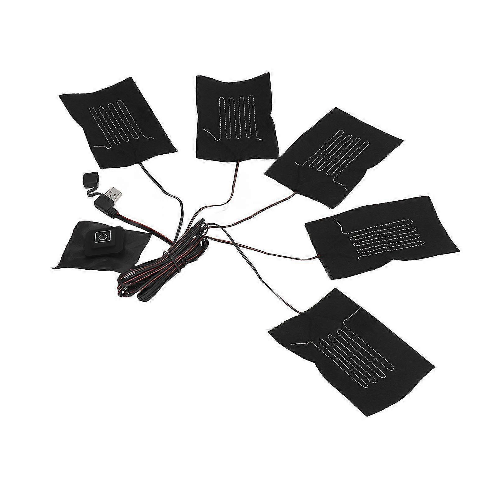 Electric Heating Pad Waterproof USB 5 in 1 Adjustable Temperature Cloth Thermal Vest with Composite Fiber