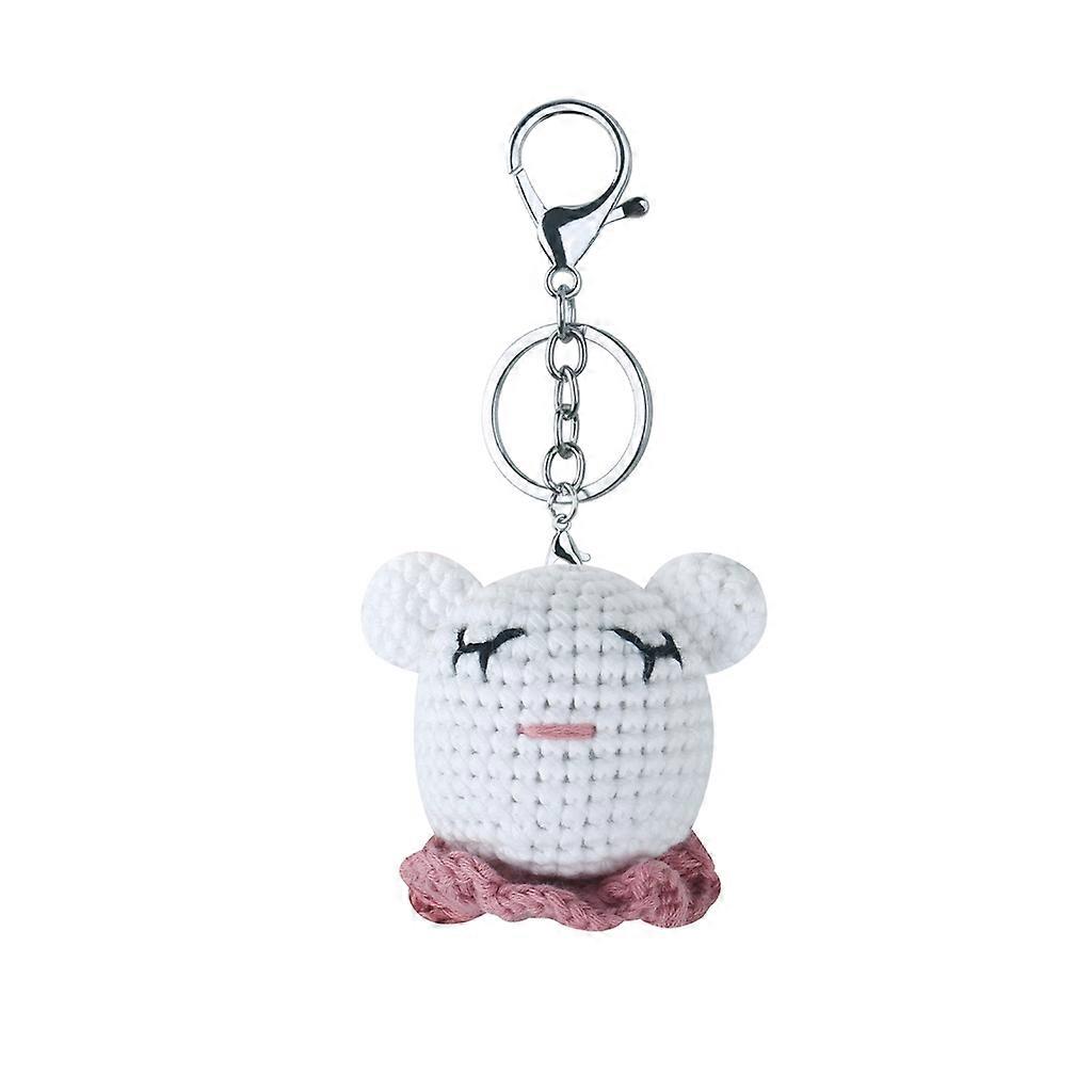 Rabbit Toy Pendant Keyring Crocheted Keychain Handcrafted Gift for Loved Ones