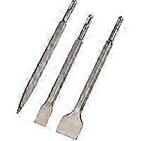 SDS Plus Chisels, Set 3 (Wide Chisel, Flat Chisel, Pointed Chisel) for Light Drills and Impact Hammers Standard Work in Concrete Tile Building Block