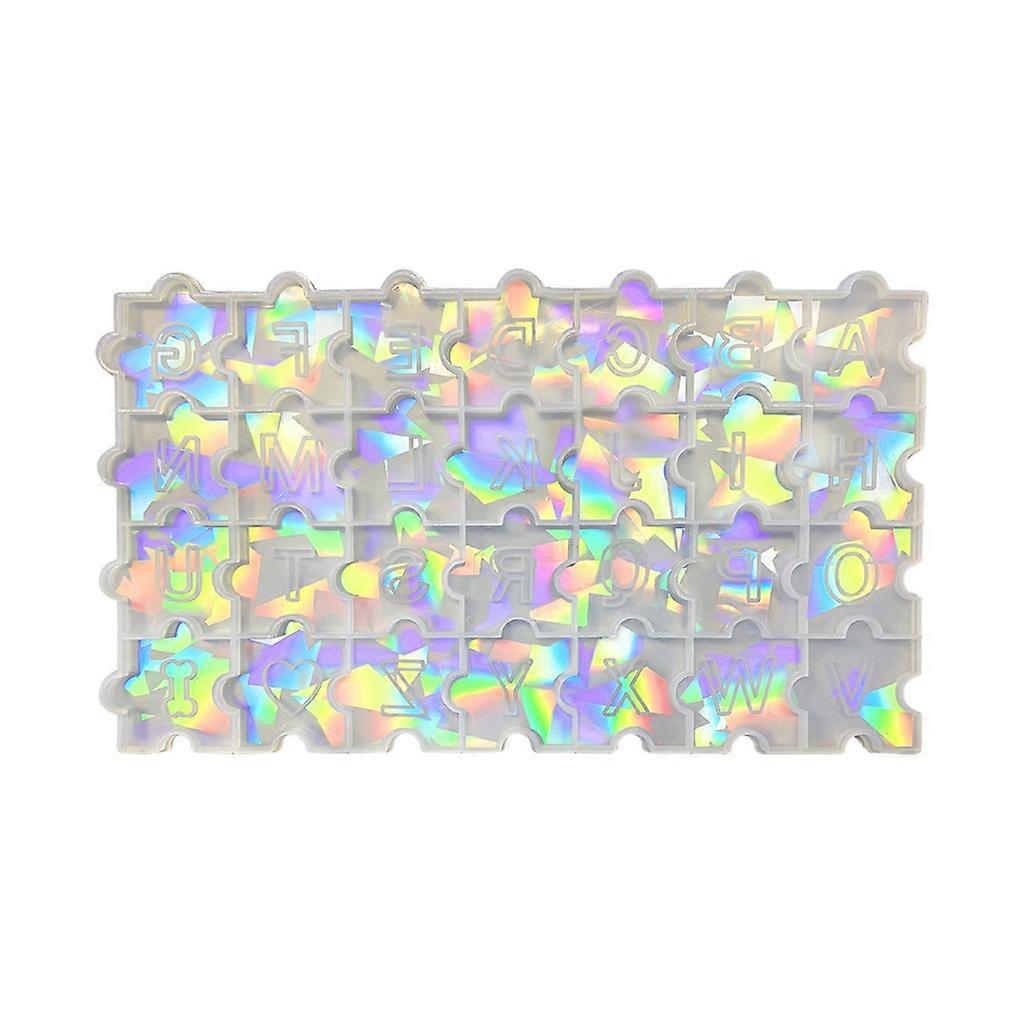 Puzzle Letter Holographic Light and Shadow Keychain Silicone Mold for Gift