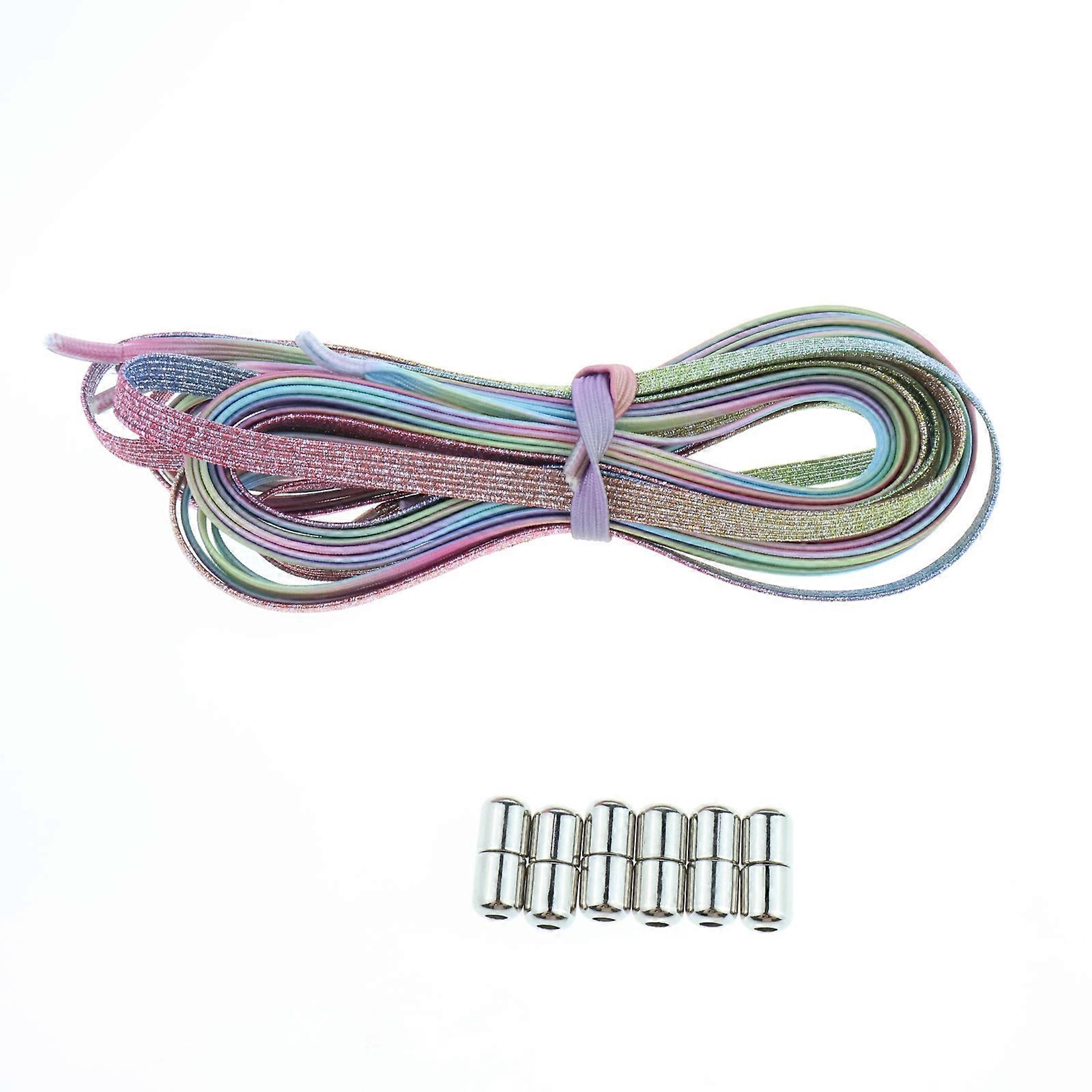 Elastic Wide Shoelaces Without Tying, 3 Pairs, Metal Clasp for Sneakers