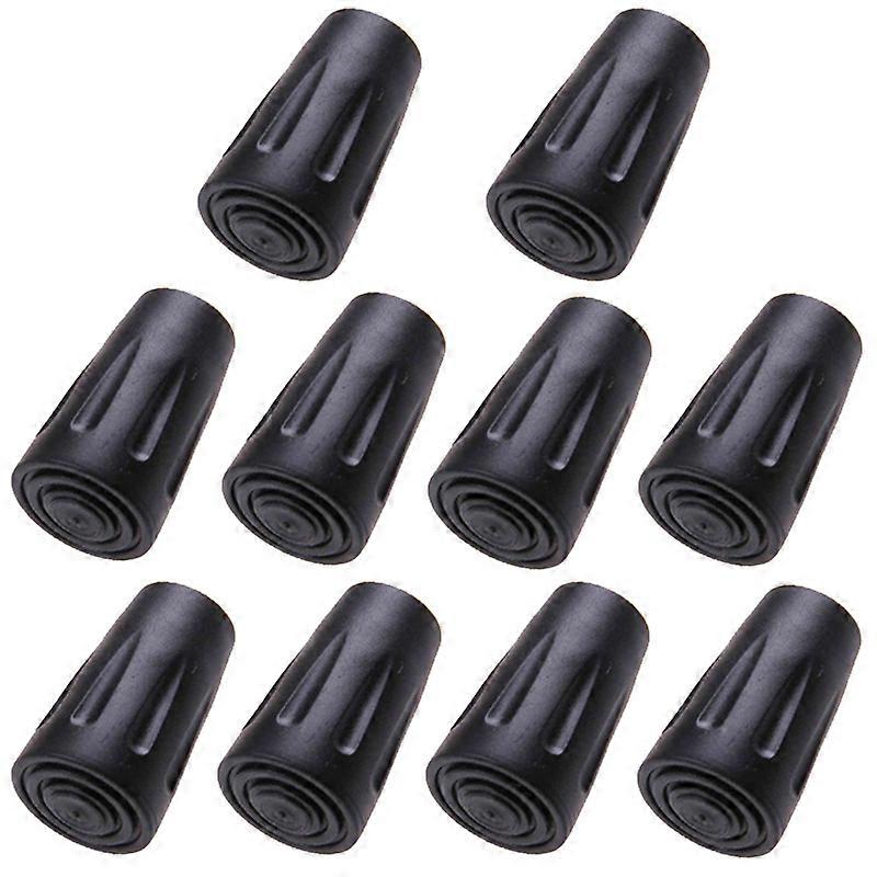 Replacement Rubber Tips (10 Pack) for Walking, Hiking, Folding Trekking Poles (Black)