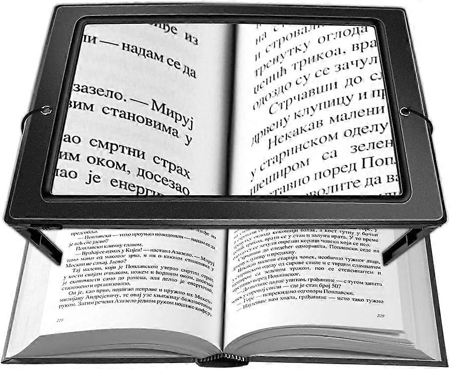Reading Magnifier, 3x Magnification A4 Rectangular Illuminated Magnifier with 4 Bright LEDs Large
