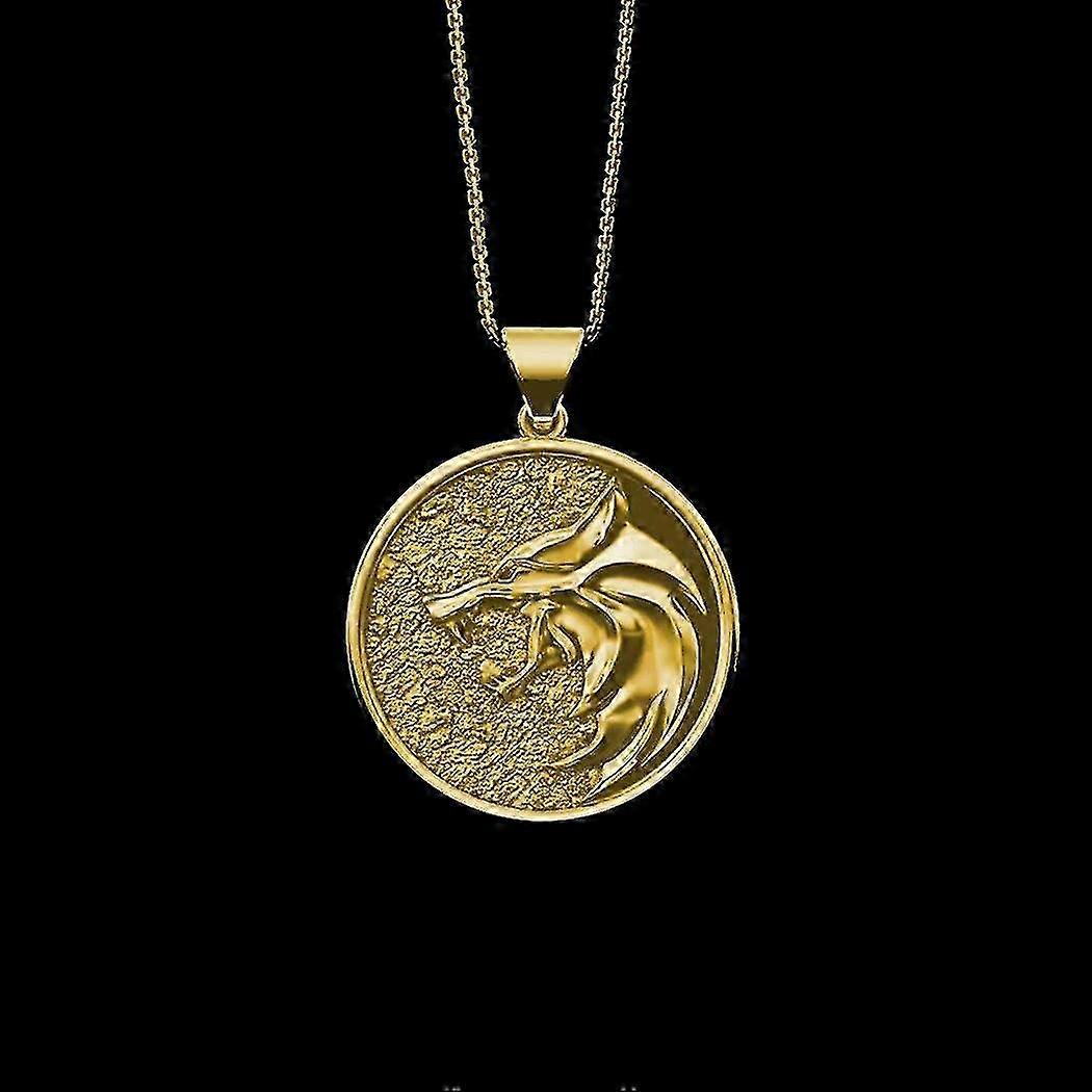 Sorceleur Geralt de Riv médaillon loup blanc collier pour hommes femmes cadeau Mens anniversaire pendentif Vintage Gwynbleidd