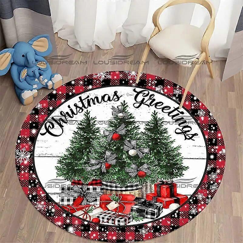 Christmas Pattern Round Carpet Navidad Natal Living Room Bedroom Decoration Rug Home Mat Merry Christmas Xmas Tree Accessories