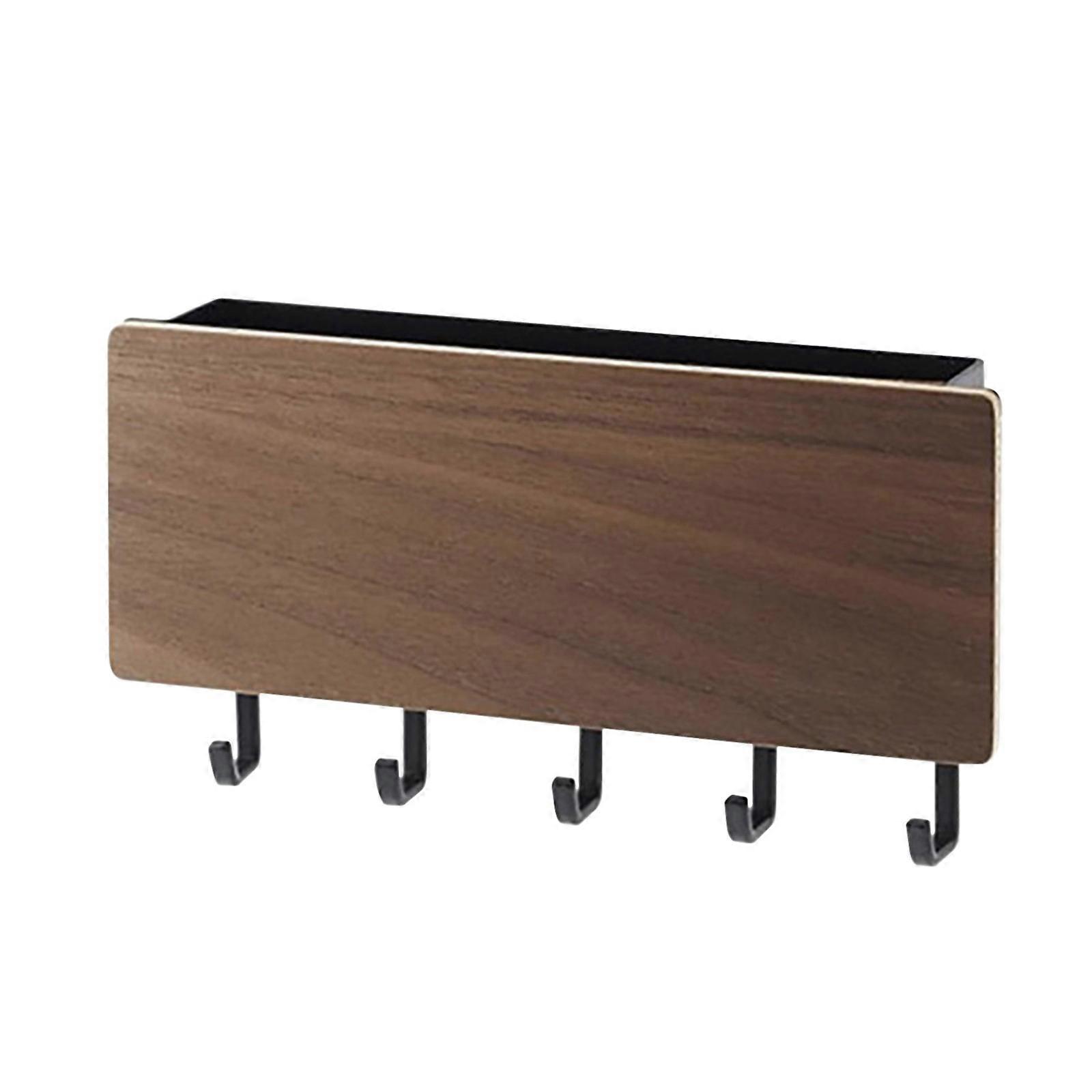 Wall-Mounted Key Rack - No-Hole Solid Wood Key Holder and Sundries Storage Rack for Entryway, Kitchen