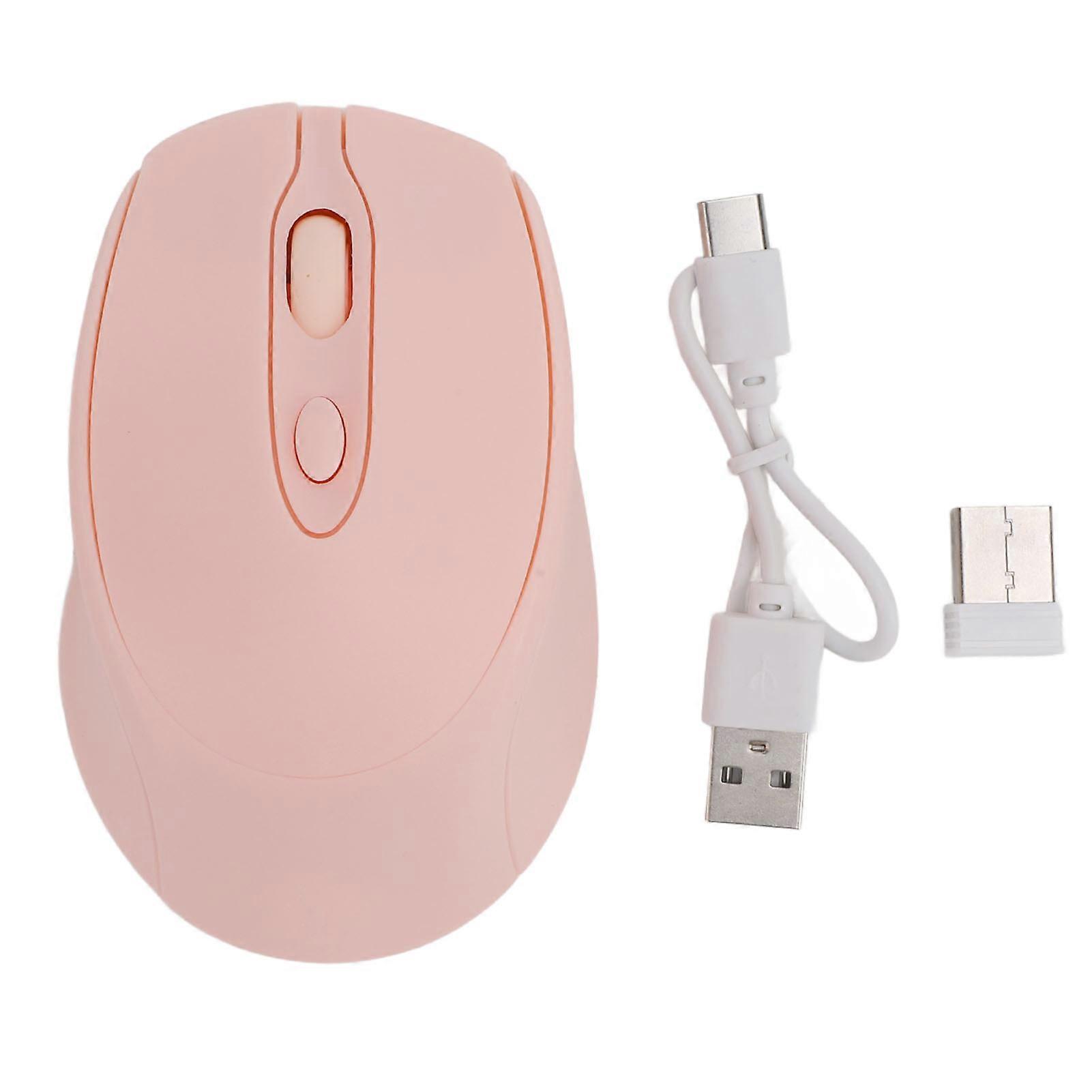 Wireless Mouse Bluetooth 5.0 2.4G Dual Mode Computer Mouse with USB Receiver for Phone Laptop PC 800 1200 1600 DPI Quiet Rechargeable Pink
