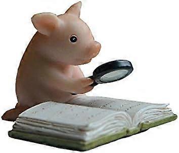 Mini Pig Statue - Mini Reading Pig Statue
