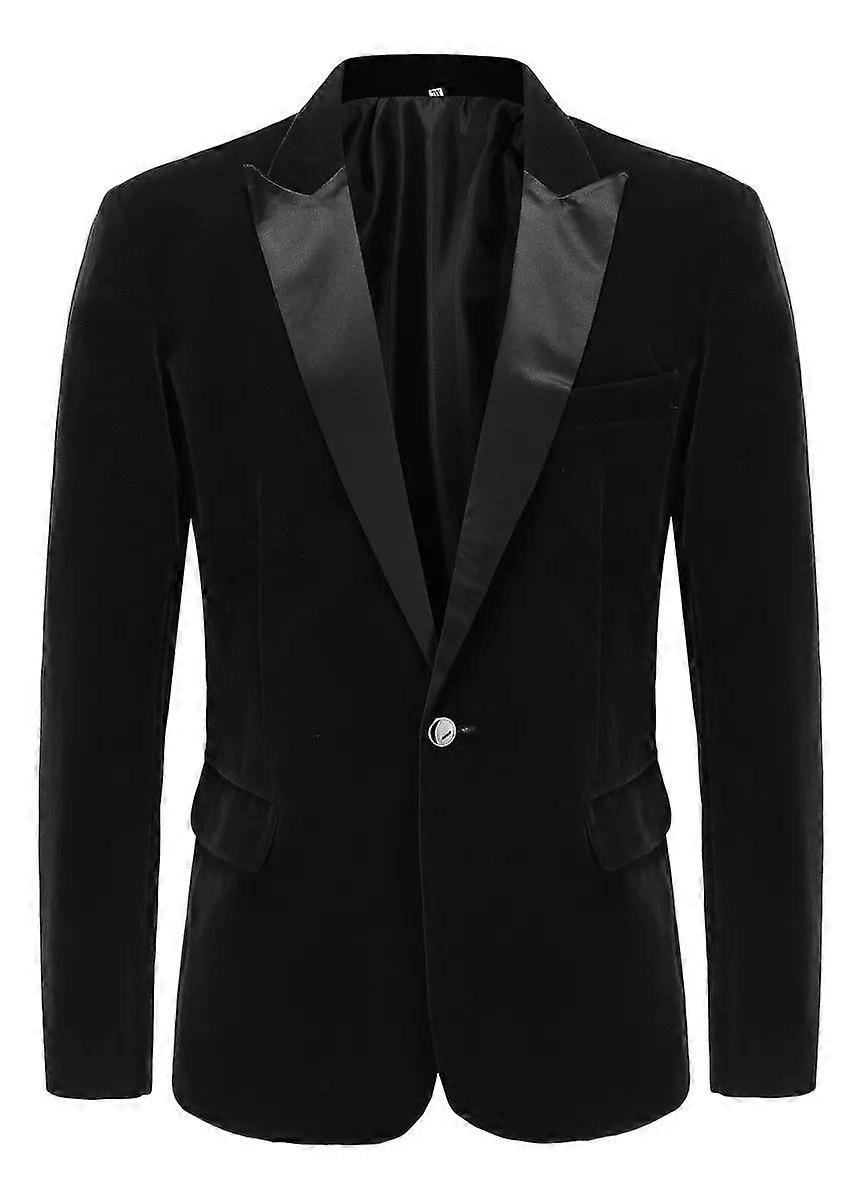 Homme Velvet Blazer Slim Fit Solid One Button Tuxedo