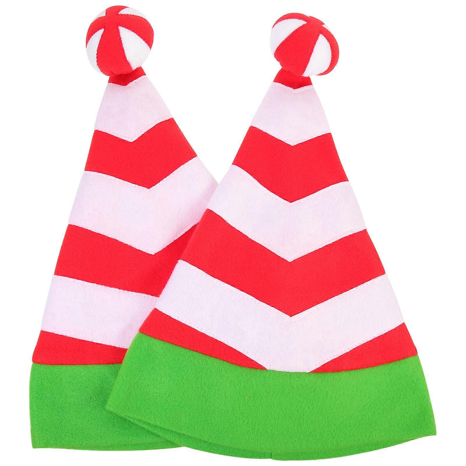 2 قطع مخطط القبعات حزب سانتا القبعات الدافئة سانتا القبعات سانتا الزخرفية القبعات
