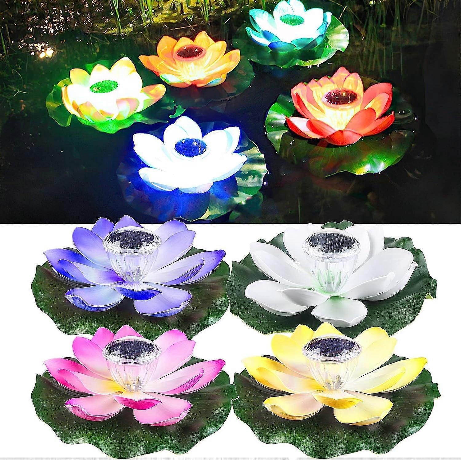 Floating Pool Lights, Solar Pond Lights, Pond Decorative Color Changing Floating Lotus Lights (Pack of Four)