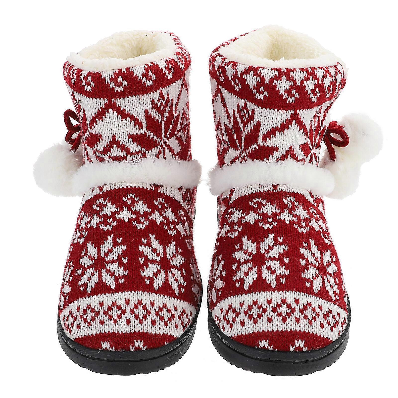 Plus Shoes Boots Snygga Tjocka Golvskor Köldskyddande Varmare Skor För Hemma Inomhus - Svarta (L Storlek, Passar 39-40 Yard)