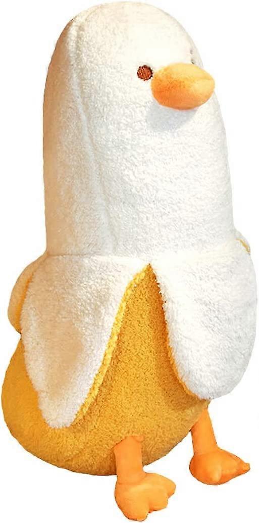 Banana Duck Plush Cute Duck Stuffed Animals Throw Plushie Doll Toy Soft Hugging Pillow(White,27.5")