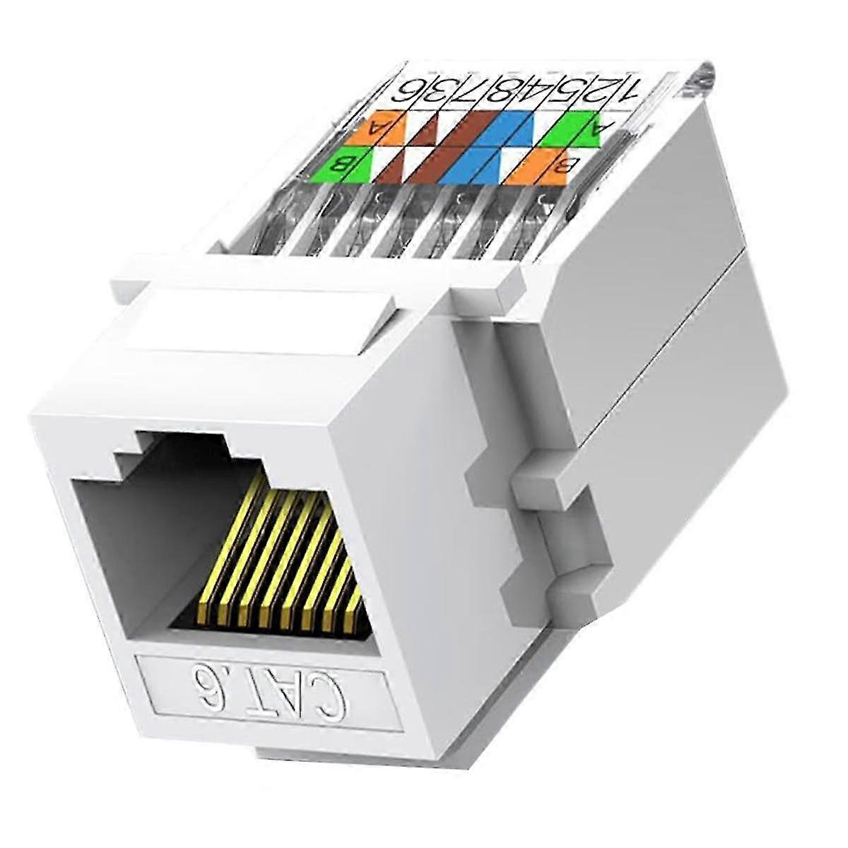 10 Pack Cat6 Rj45 Jack, Tool Less No Punch-down Tool Required Module Coupler