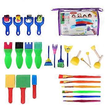 26 stuks Set Kids Early Learning Sponge Painting DIY Graffit Borstels Set