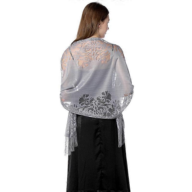 Women's Floral Lace Scarf Shawl with Tassels