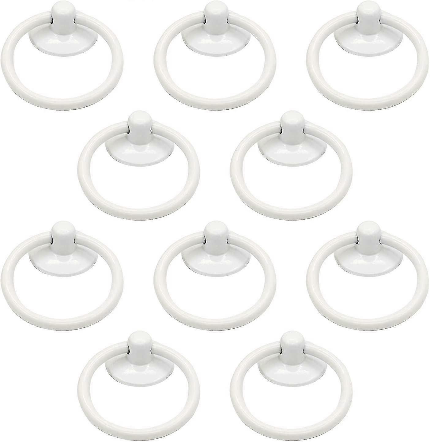 10pcs Round Metal Ring Drawer Pulls Vintage Single Hole Handle Knobs