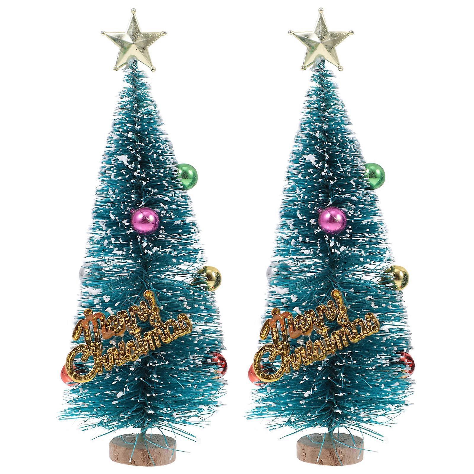 2 Pcs Tabletop Trees Miniature Scenes Crafting Frosted Sisal Trees Miniature Pine Trees Mini Pine Tree