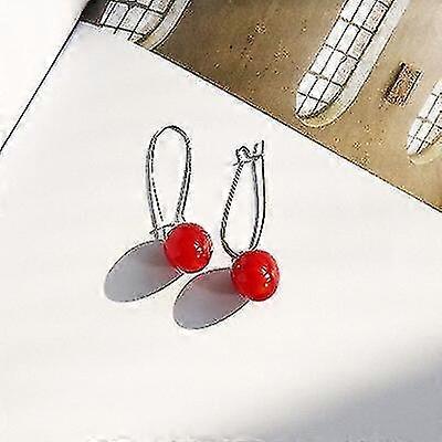 Gyümölcs cseresznye akril fülbevaló nőknek Piros hosszú fülbevaló Elegáns ékszer kivehető esküvői kiegészítők karácsonyi ajándék