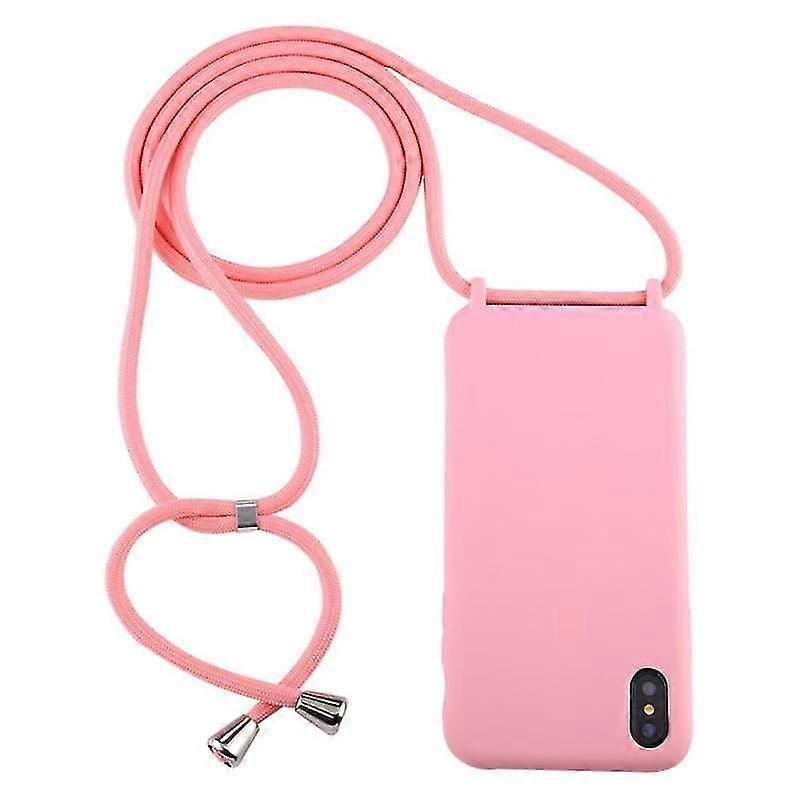 For Iphone X / Xs Candy Color Tpu Protective Case With Lanyard(black)