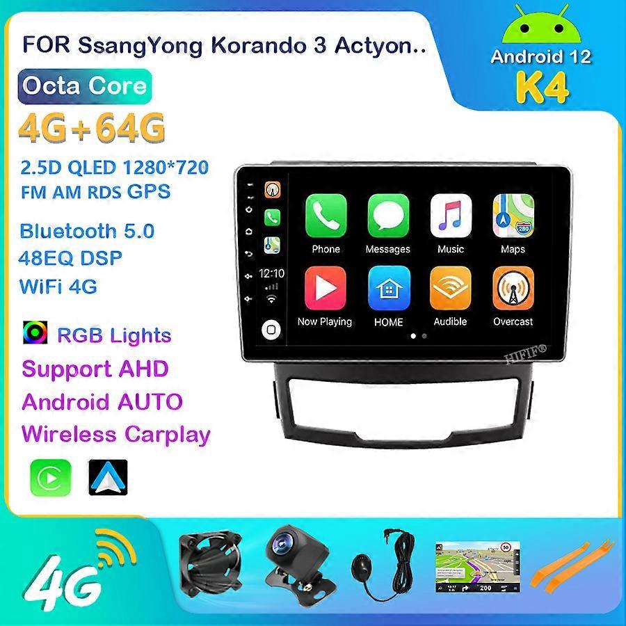Android 12.0 Car Radio For SsangYong Korando Actyon 2010 - 2013 Carplay WIFI Autoradio NAVI GPS Multimedia Video Player NO 2din