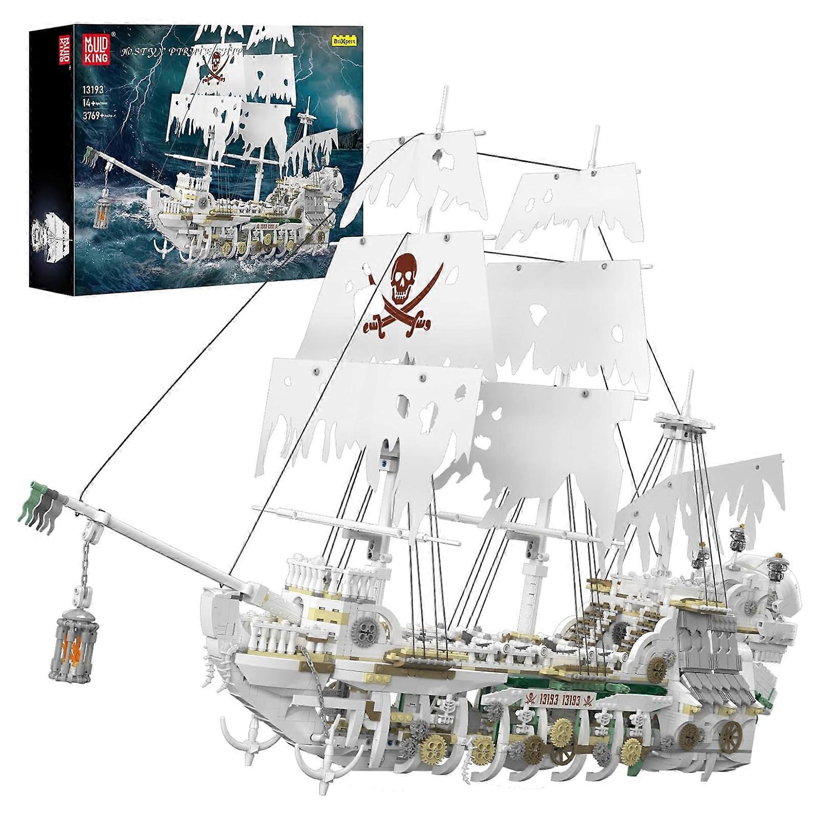 Mould King Captain Barbatos Pirate Ship Clamp Building Blocks Kit, Charons Treasure Ship Blocks Set, Fix for Pirates of The Caribbean Big Sailing Ship