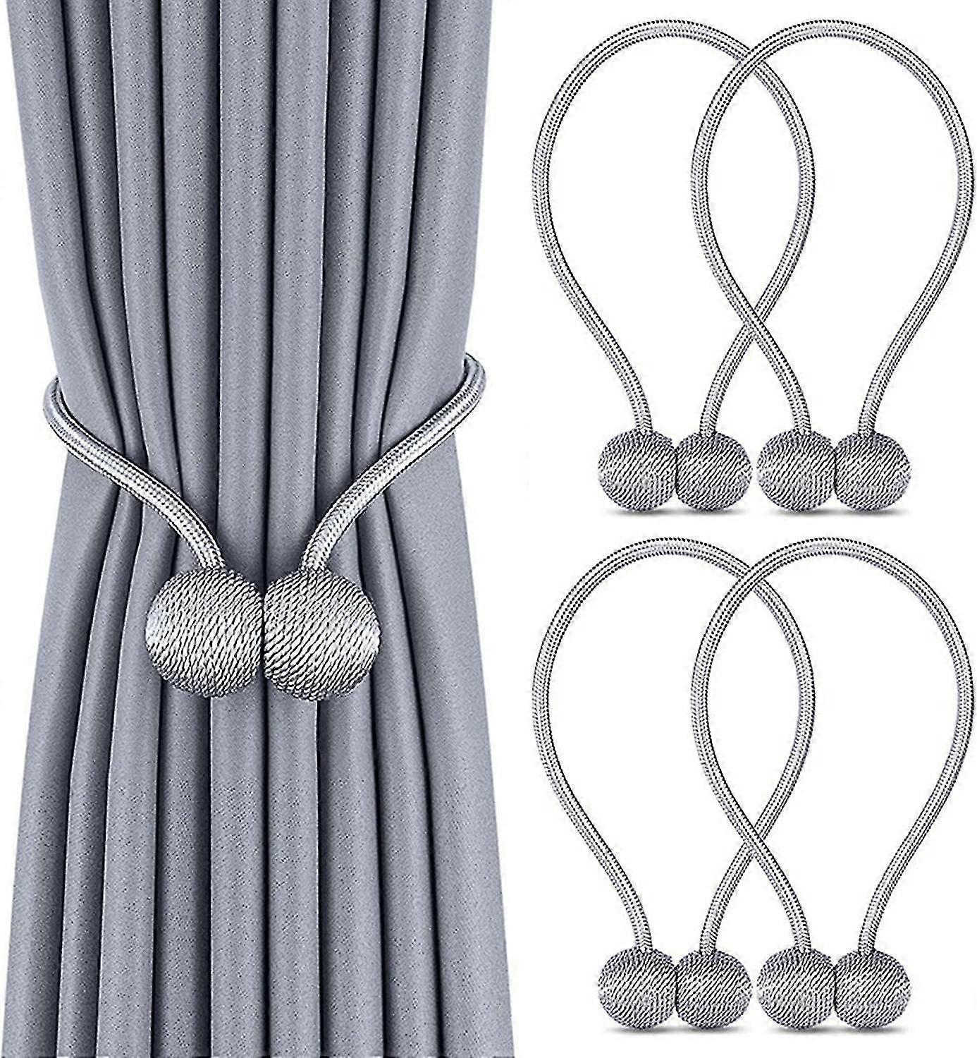 Set Of 4 Curtain Tiebacks, Magnetic Curtain Tiebacks Magnetic Braiding Curtain Tiebacks Buckle For H HSA0