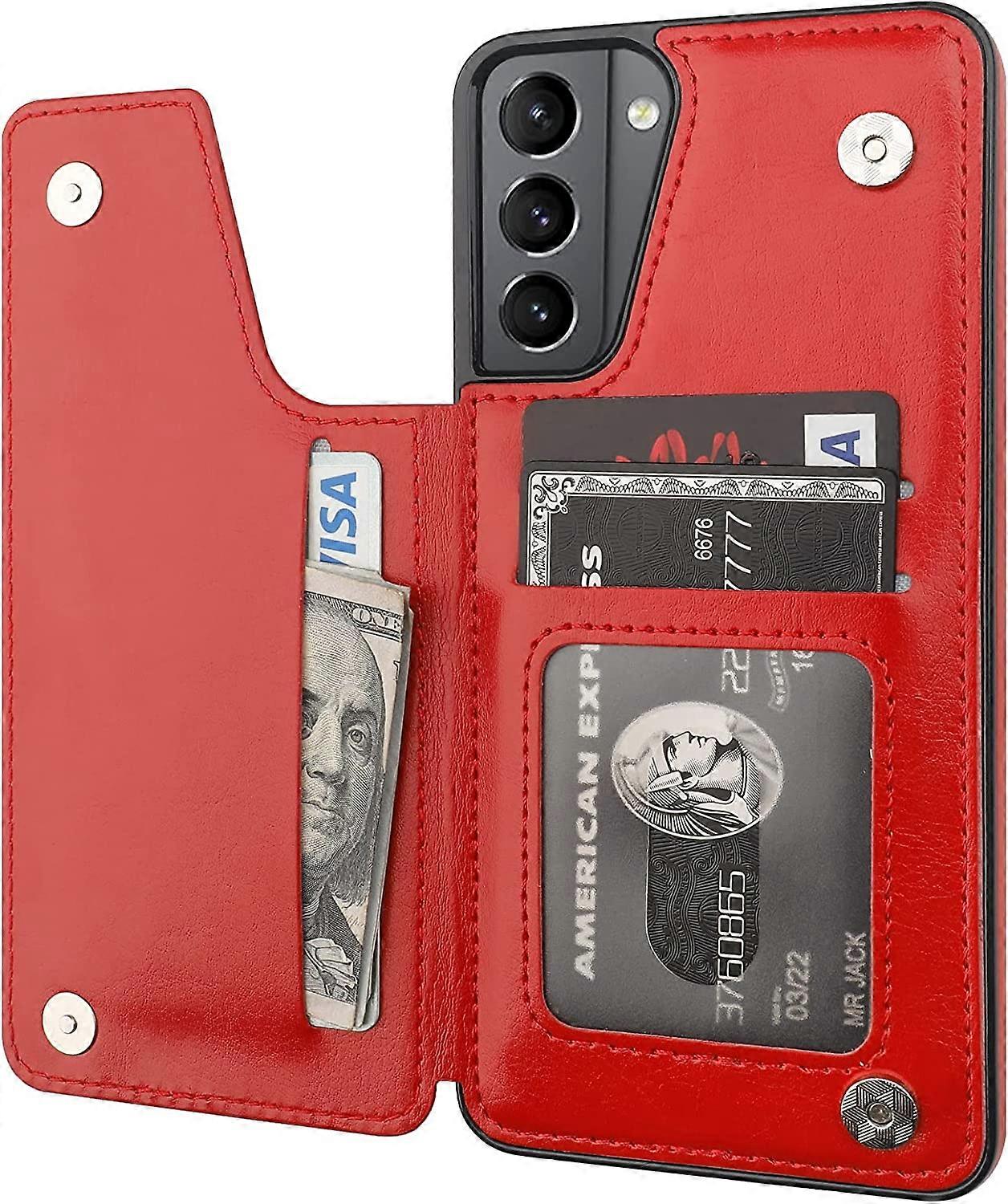 Compatible with Samsung Galaxy S21 Wallet Case with Card Holder, PU Leather Kickstand Card Slots Case, Double Magnetic Clasp and Durable Shockproof Co