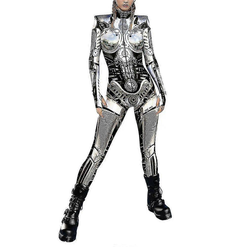 Halloween Roboter Langarm Jumpsuit Maskerade Party Kostüm Costume_y Hohe Qualität