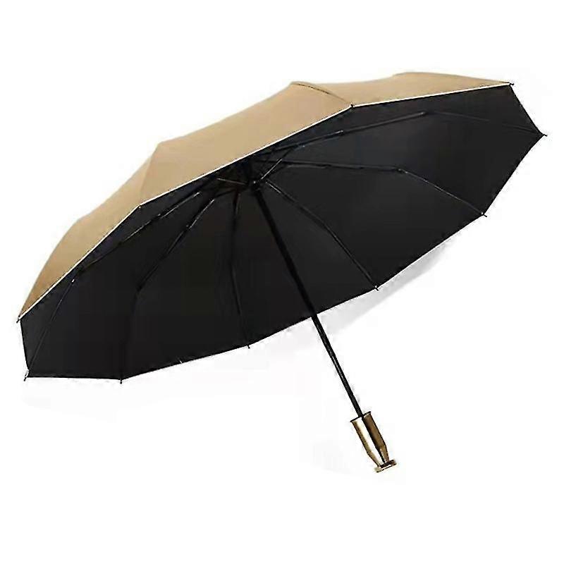 Automatic Titanium Metallic Sun Rain Protection Portable 10 Rib Folding Umbrella