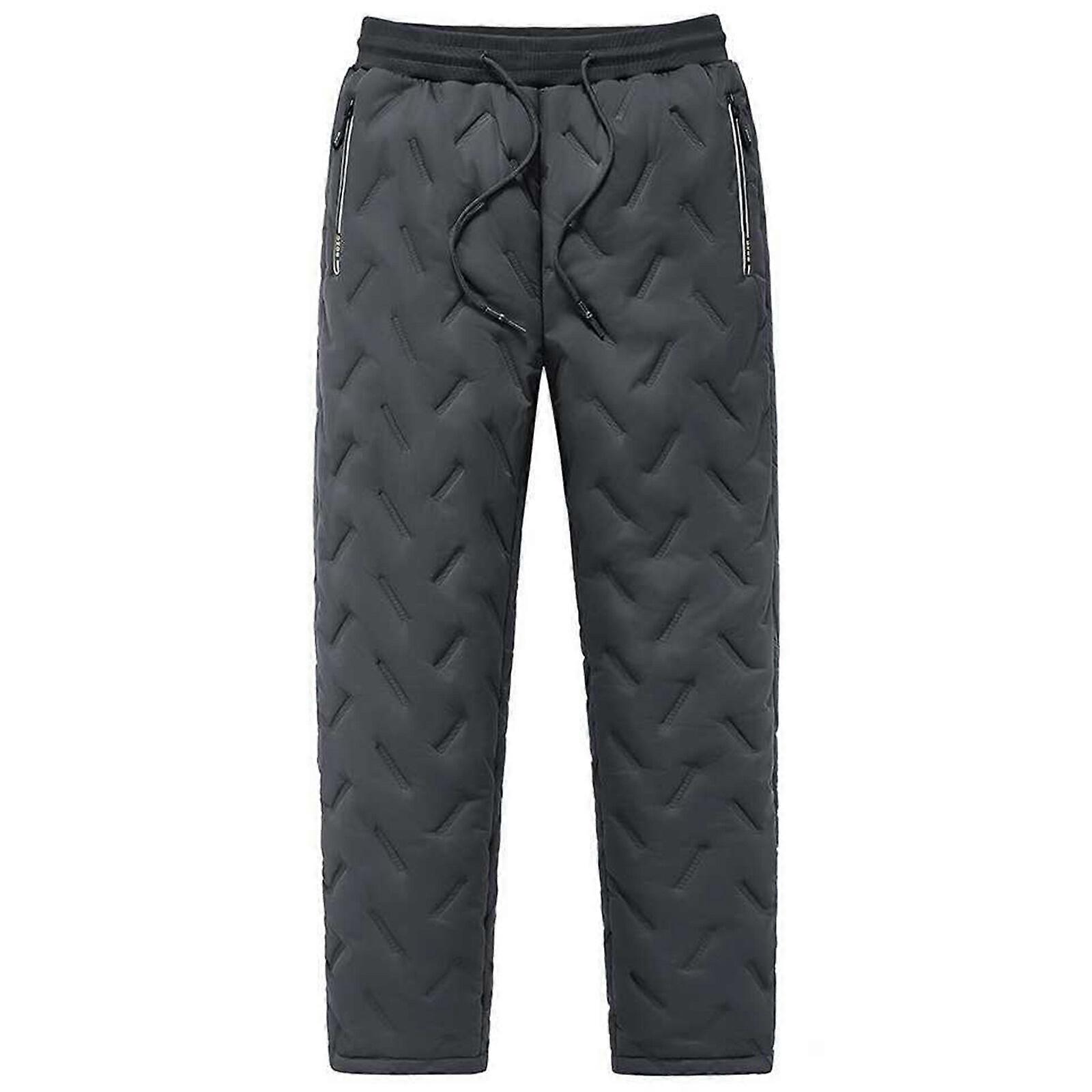 Waterproof Sherpa Fleece Lined Jogger Pants with Pockets for Men - Keep Warm & Comfortable in Winter (Black/Gray, L-7XL)