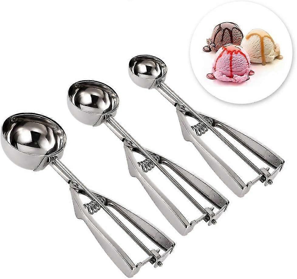 3 Adet Dondurma Kaşığı İçin - Dondurma Kaşıkları, Farklı Boyutlarda Dondurma Kaşıkları, 6CM, 5CM, 4CM, Dondurma Salonları için Mükemmel