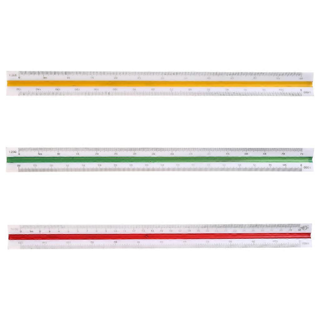  300mm Triangular Metric Scale Draughtsmens Ruler For Engineer Multicolor