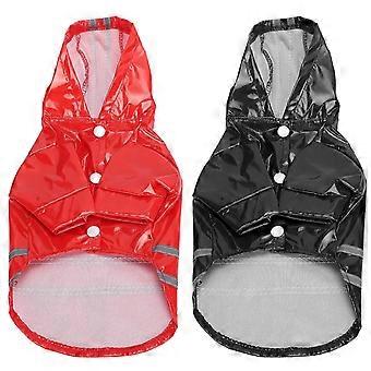 Pet Raincoat Dog Reflective Stripe Rain Jacket Breathable Waterproof Hooded Rainwear(Red Black M)
